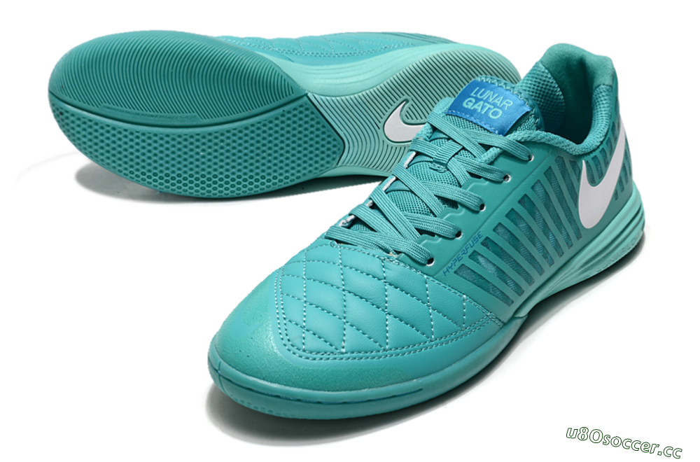 Men's Nike Lunar Gato 2 IC Indoor & Futsal Low-Tops Football Shoes - Jade/White 3