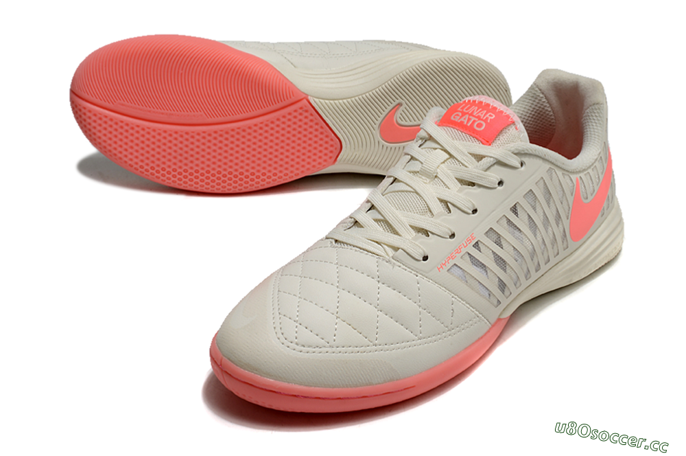 Men's Nike Lunar Gato 2 IC Indoor & Futsal Low-Tops Football Shoes - Beige/Pink 3