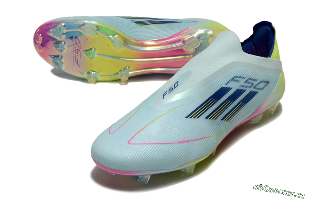 Men's Adidas F50 Elite Laceless FG Firm Ground Low-Tops Football Boots - Jade/Blue/Yellow 3