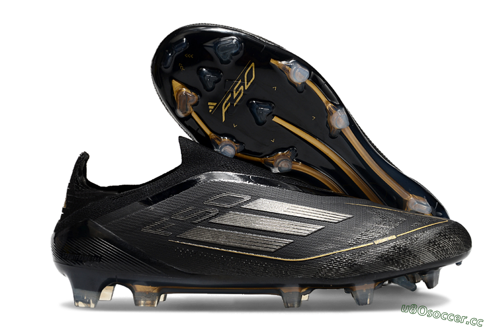 Men's Adidas F50 Elite Laceless FG Firm Ground Low-Tops Football Boots - Black/Silver/Gold 2