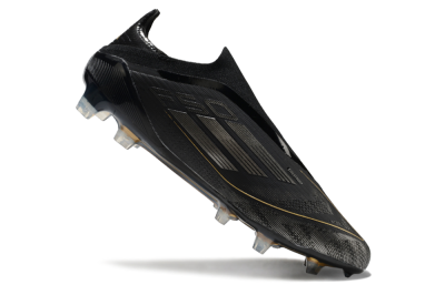 Men's Adidas F50 Elite Laceless FG Firm Ground Low-Tops Football Boots - Black/Silver/Gold