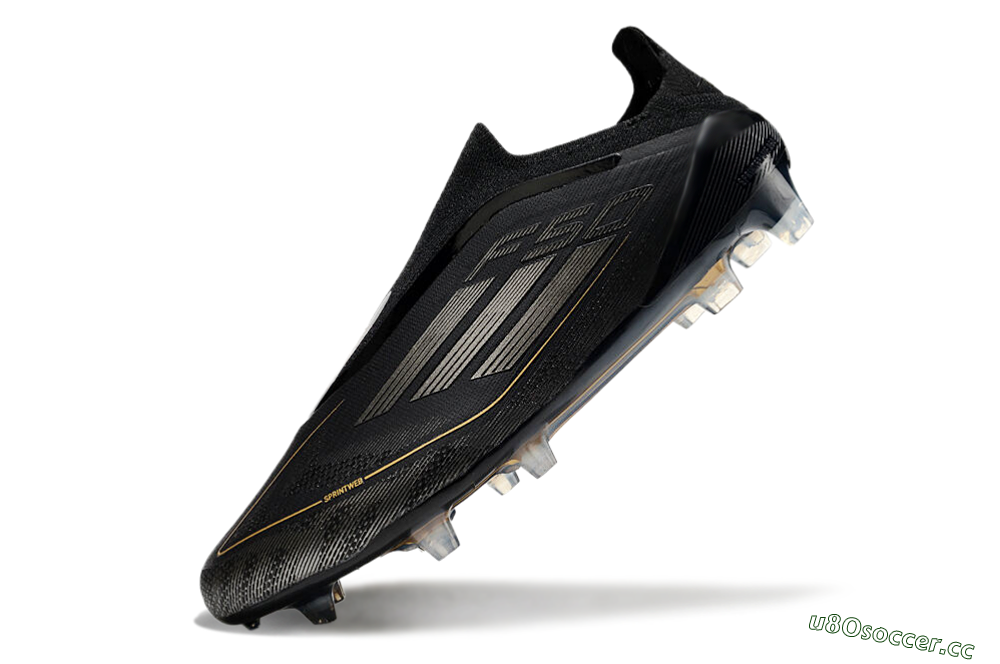 Men's Adidas F50 Elite Laceless FG Firm Ground Low-Tops Football Boots - Black/Silver/Gold 5