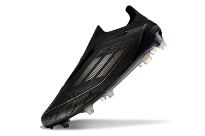 Men's Adidas F50 Elite Laceless FG Firm Ground Low-Tops Football Boots - Black/Silver/Gold
