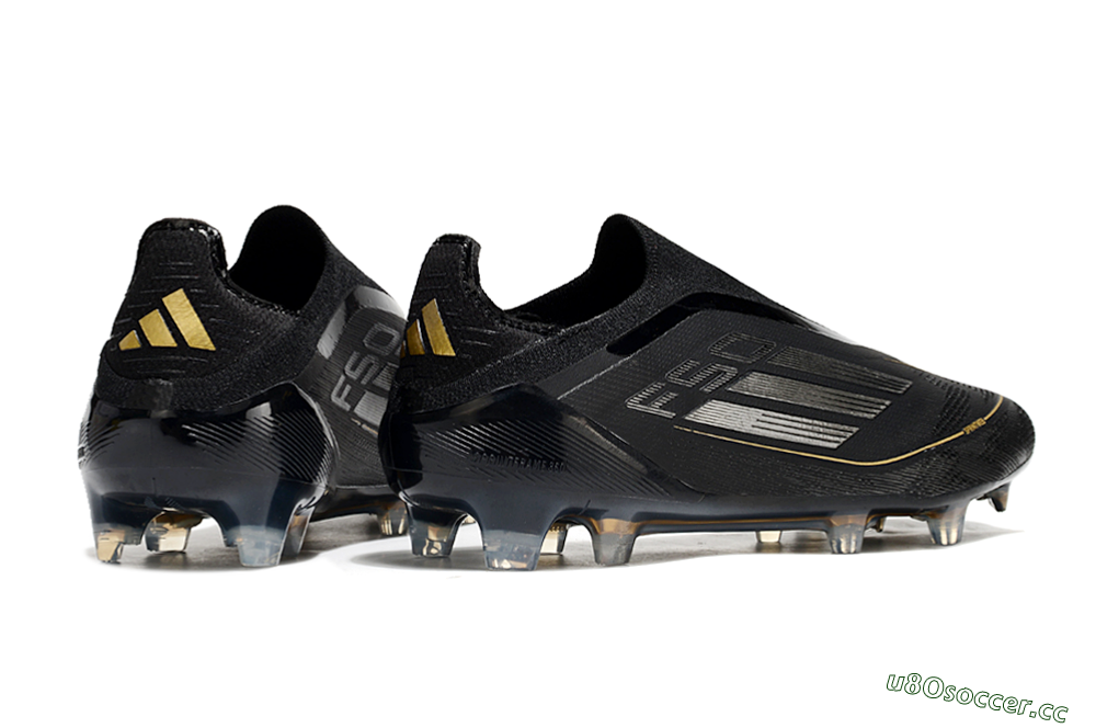 Men's Adidas F50 Elite Laceless FG Firm Ground Low-Tops Football Boots - Black/Silver/Gold 6