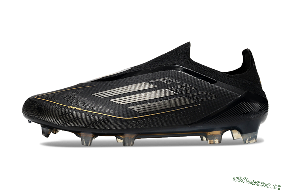 Men's Adidas F50 Elite Laceless FG Firm Ground Low-Tops Football Boots - Black/Silver/Gold 0