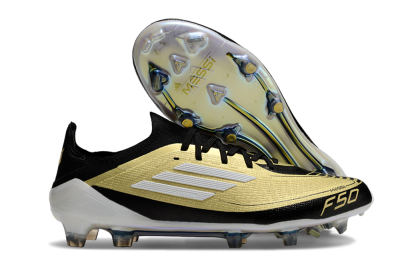 Men's Adidas F50 Elite FG Firm Ground Low-Tops Football Boots - Gold/Black/White