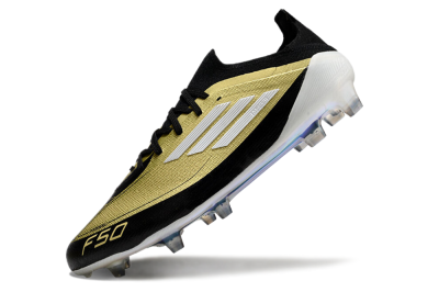 Men's Adidas F50 Elite FG Firm Ground Low-Tops Football Boots - Gold/Black/White