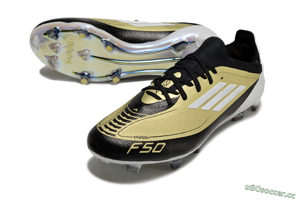 Men's Adidas F50 Elite FG Firm Ground Low-Tops Football Boots - Gold/Black/White 3