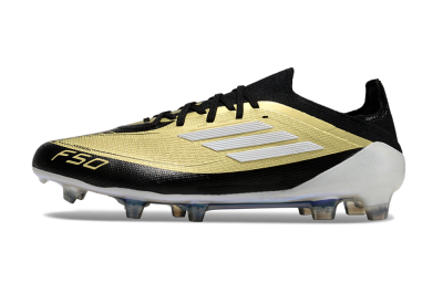 Men's Adidas F50 Elite FG Firm Ground Low-Tops Football Boots - Gold/Black/White