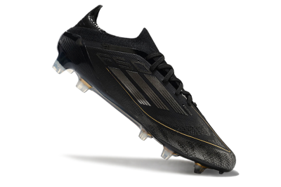 Men's Adidas F50 Elite FG Firm Ground Low-Tops Football Boots - Black/Silver/Gold
