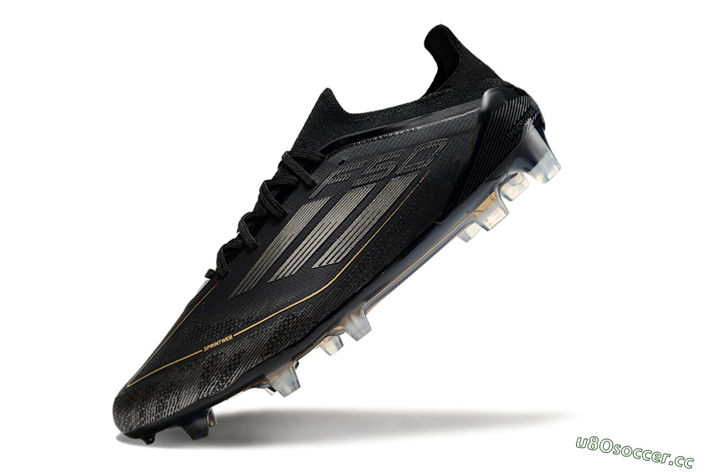Men's Adidas F50 Elite FG Firm Ground Low-Tops Football Boots - Black/Silver/Gold 5