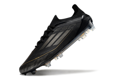 Men's Adidas F50 Elite FG Firm Ground Low-Tops Football Boots - Black/Silver/Gold
