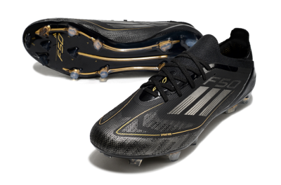 Men's Adidas F50 Elite FG Firm Ground Low-Tops Football Boots - Black/Silver/Gold