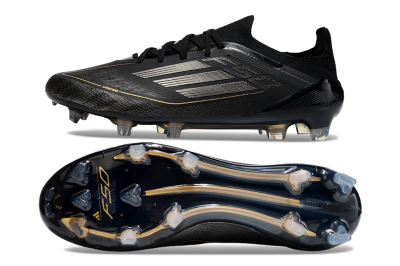 Men's Adidas F50 Elite FG Firm Ground Low-Tops Football Boots - Black/Silver/Gold