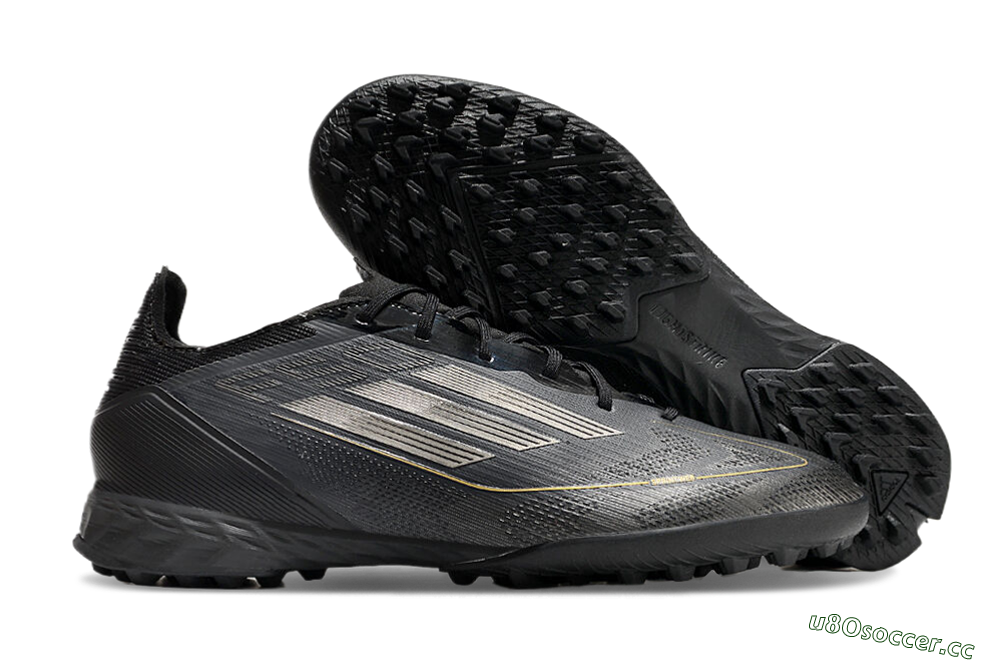 Men's Adidas F50 Pro TF Artificial Turf Low-Tops Football Shoes - Black/Silver/Gold 2