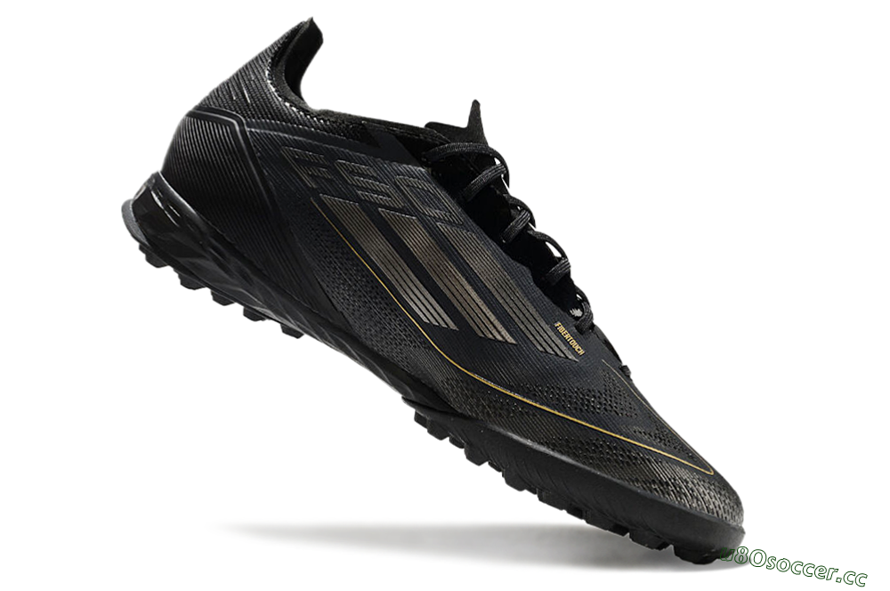 Men's Adidas F50 Pro TF Artificial Turf Low-Tops Football Shoes - Black/Silver/Gold 4
