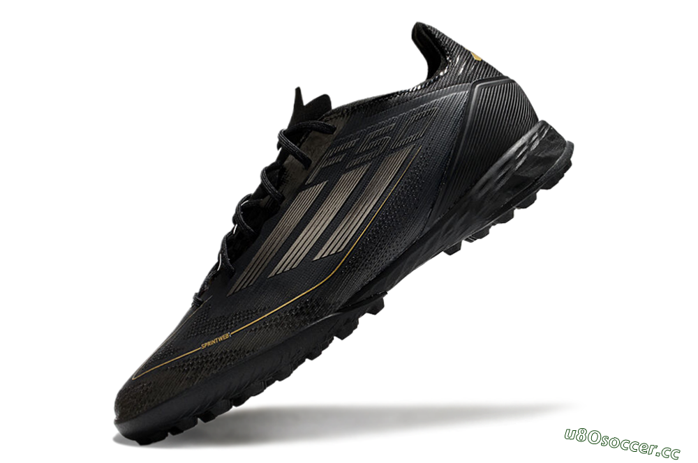 Men's Adidas F50 Pro TF Artificial Turf Low-Tops Football Shoes - Black/Silver/Gold 5