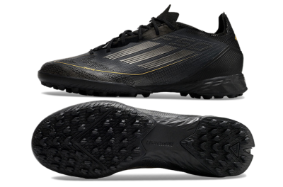 Men's Adidas F50 Pro TF Artificial Turf Low-Tops Football Shoes - Black/Silver/Gold