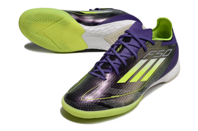 Men's Adidas F50 Pro IC Indoor & Futsal Low-Tops Football Shoes - Purple/Yellow/White