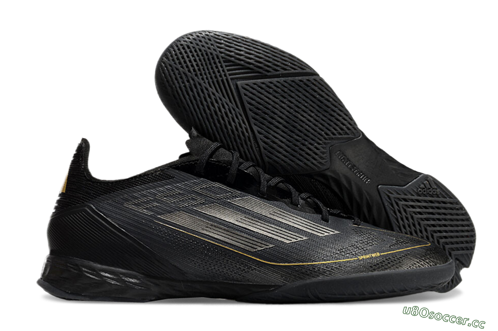 Men's Adidas F50 Pro IC Indoor & Futsal Low-Tops Football Shoes - Black/Silver/Gold 2