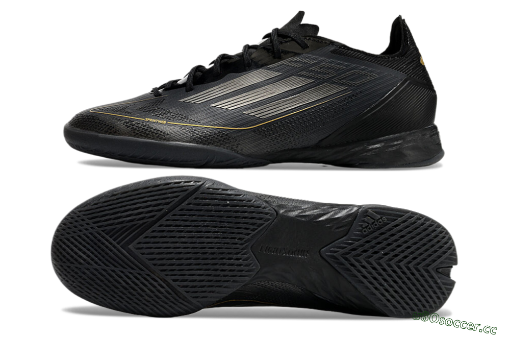 Men's Adidas F50 Pro IC Indoor & Futsal Low-Tops Football Shoes - Black/Silver/Gold 1