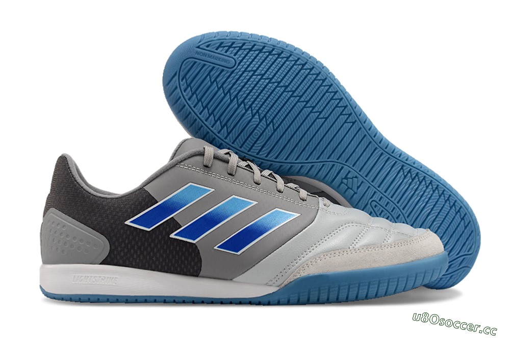 Men's Adidas Top Sala Competition IC Indoor & Futsal Low-Tops Football Shoes - Grey/Blue/White 2