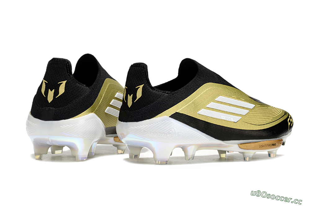 Men's Adidas F50+ Lightstrike Pro Laceless FG Firm Ground Low-Tops Football Boots - Gold/Black/White 6