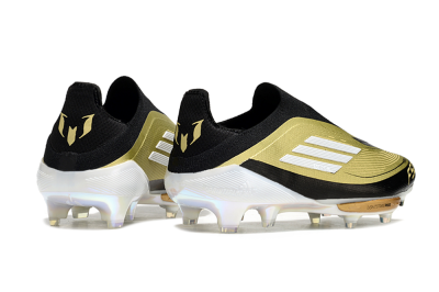 Men's Adidas F50+ Lightstrike Pro Laceless FG Firm Ground Low-Tops Football Boots - Gold/Black/White
