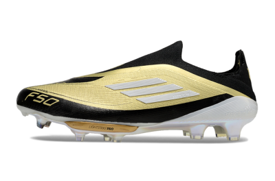 Men's Adidas F50+ Lightstrike Pro Laceless FG Firm Ground Low-Tops Football Boots - Gold/Black/White
