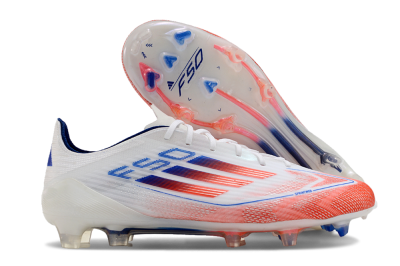 Men's Adidas F50 Elite FG Firm Ground Low-Tops Football Boots - White/Red/Blue