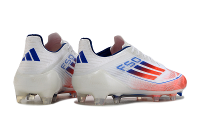 Men's Adidas F50 Elite FG Firm Ground Low-Tops Football Boots - White/Red/Blue