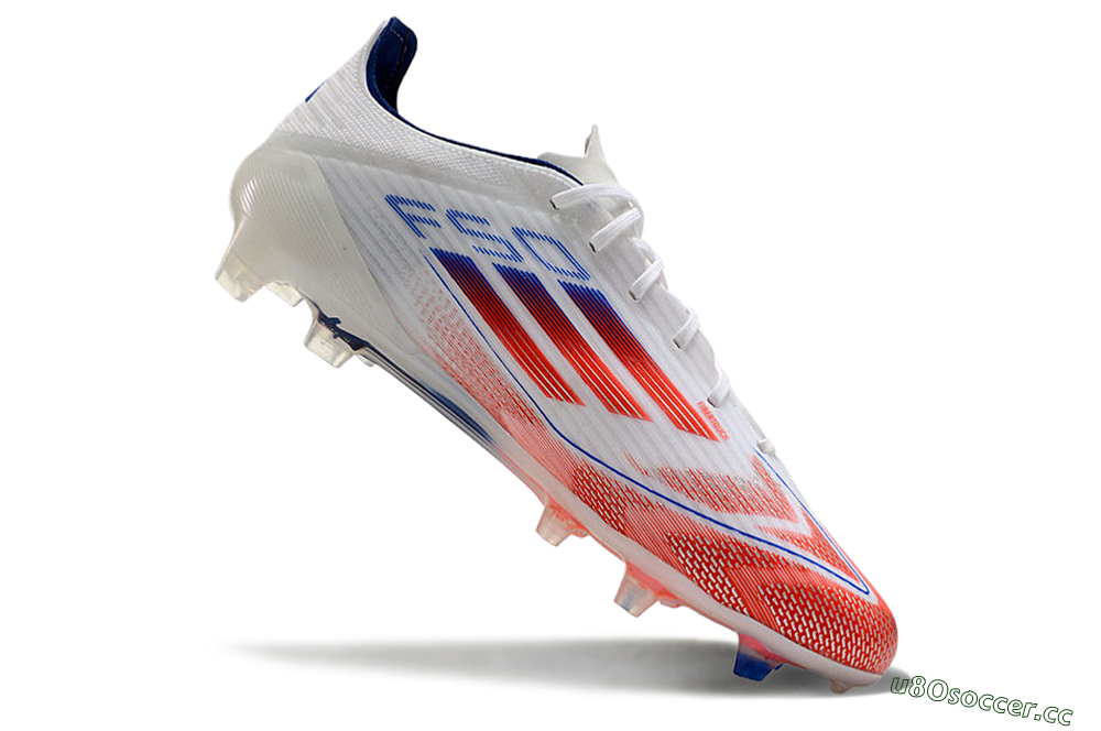 Men's Adidas F50 Elite FG Firm Ground Low-Tops Football Boots - White/Red/Blue 4
