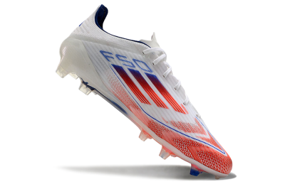 Men's Adidas F50 Elite FG Firm Ground Low-Tops Football Boots - White/Red/Blue