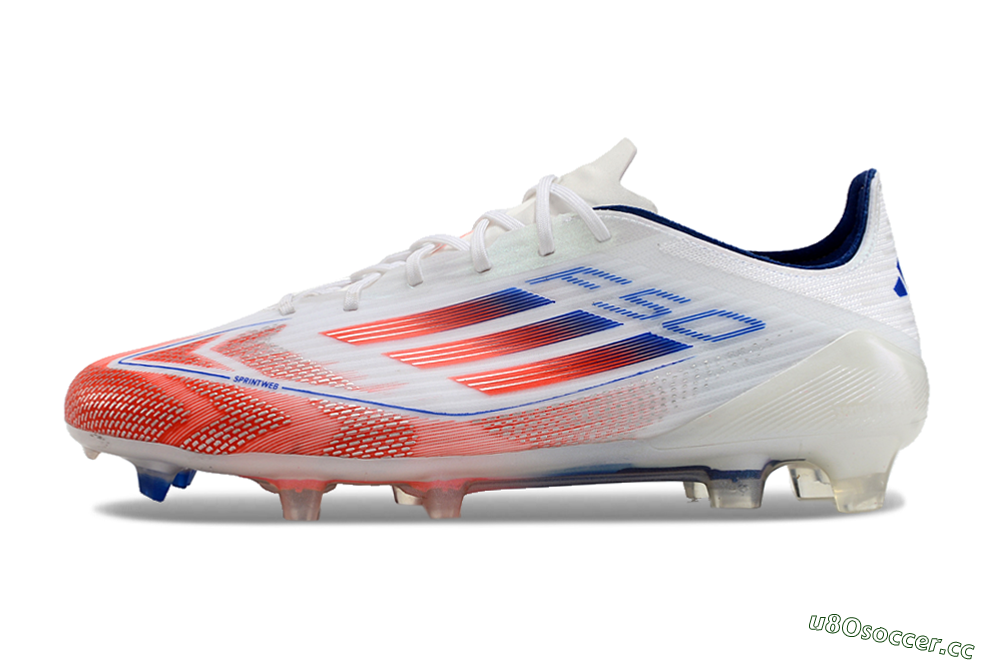 Men's Adidas F50 Elite FG Firm Ground Low-Tops Football Boots - White/Red/Blue 0