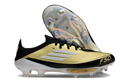 Men's Adidas F50+ Lightstrike Pro FG Firm Ground Low-Tops Football Boots - Gold/Black/White
