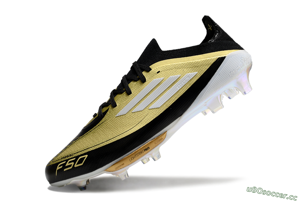 Men's Adidas F50+ Lightstrike Pro FG Firm Ground Low-Tops Football Boots - Gold/Black/White 5