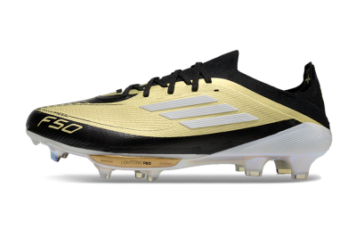 Men's Adidas F50+ Lightstrike Pro FG Firm Ground Low-Tops Football Boots - Gold/Black/White