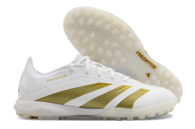 Men's Adidas Predator 24 Elite TF Artificial Turf Low-Tops Football Shoes - Beige/White/Gold
