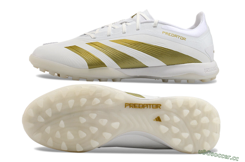 Men's Adidas Predator 24 Elite TF Artificial Turf Low-Tops Football Shoes - Beige/White/Gold 1