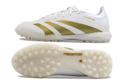 Men's Adidas Predator 24 Elite TF Artificial Turf Low-Tops Football Shoes - Beige/White/Gold