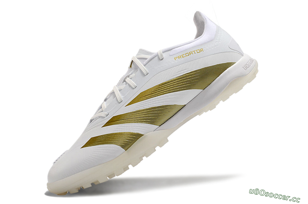 Men's Adidas Predator 24 Elite TF Artificial Turf Low-Tops Football Shoes - Beige/White/Gold 5