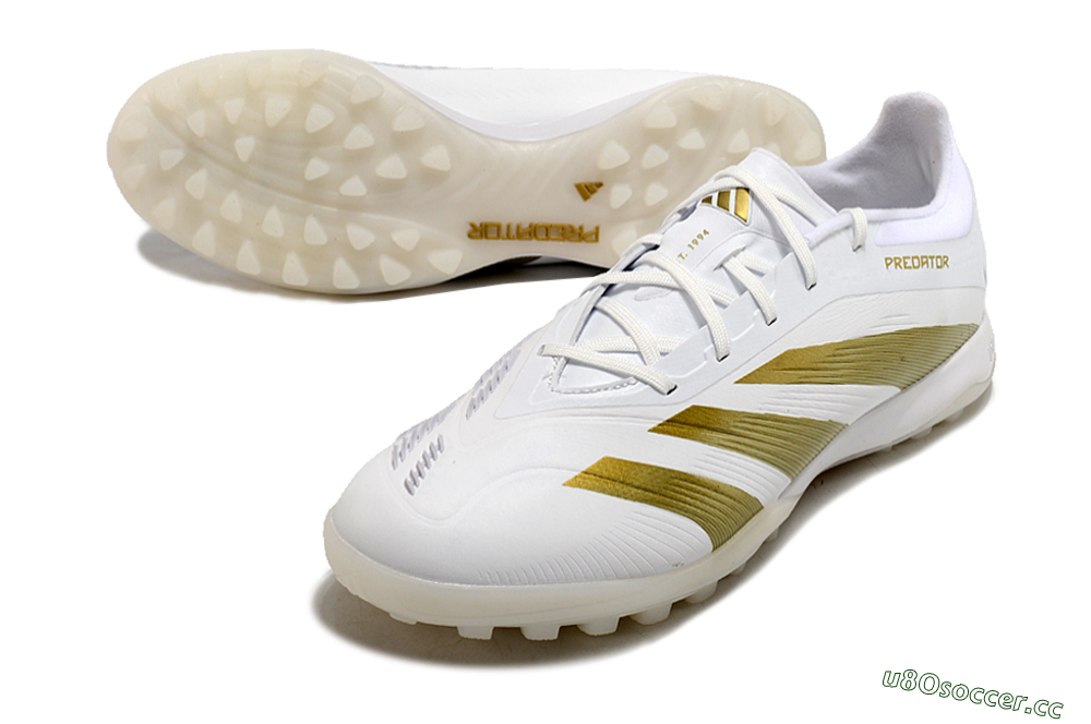 Men's Adidas Predator 24 Elite TF Artificial Turf Low-Tops Football Shoes - Beige/White/Gold 3