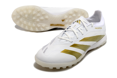Men's Adidas Predator 24 Elite TF Artificial Turf Low-Tops Football Shoes - Beige/White/Gold