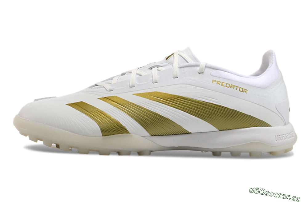 Men's Adidas Predator 24 Elite TF Artificial Turf Low-Tops Football Shoes - Beige/White/Gold 0