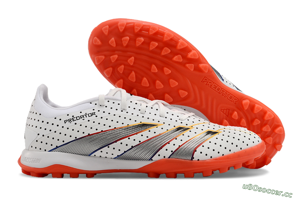 Men's Adidas Predator 24 Elite TF Artificial Turf Low-Tops Football Shoes - White/Black/Red 2
