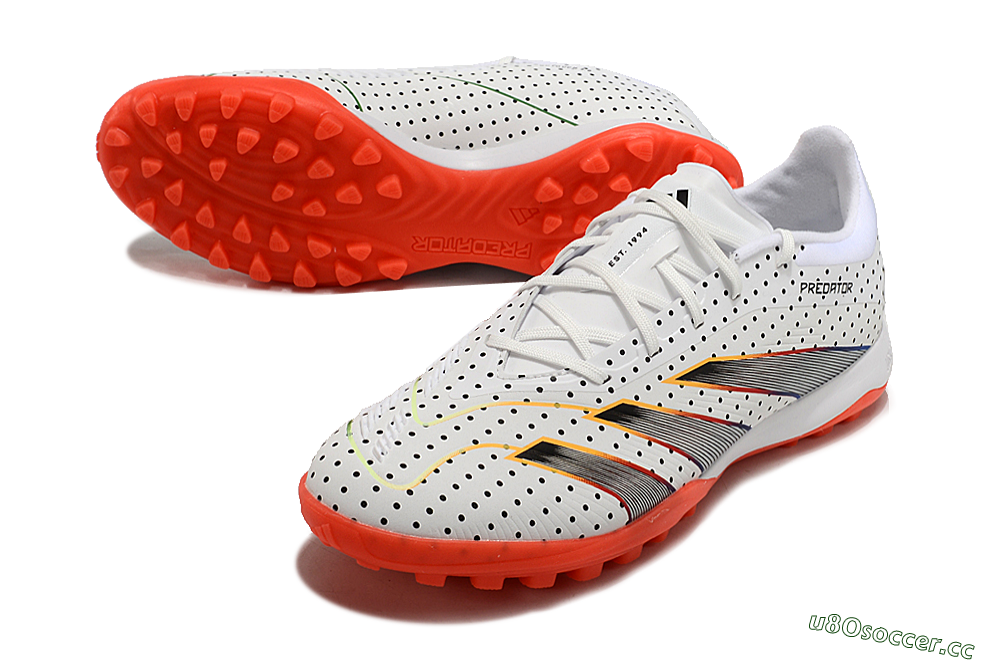 Men's Adidas Predator 24 Elite TF Artificial Turf Low-Tops Football Shoes - White/Black/Red 3