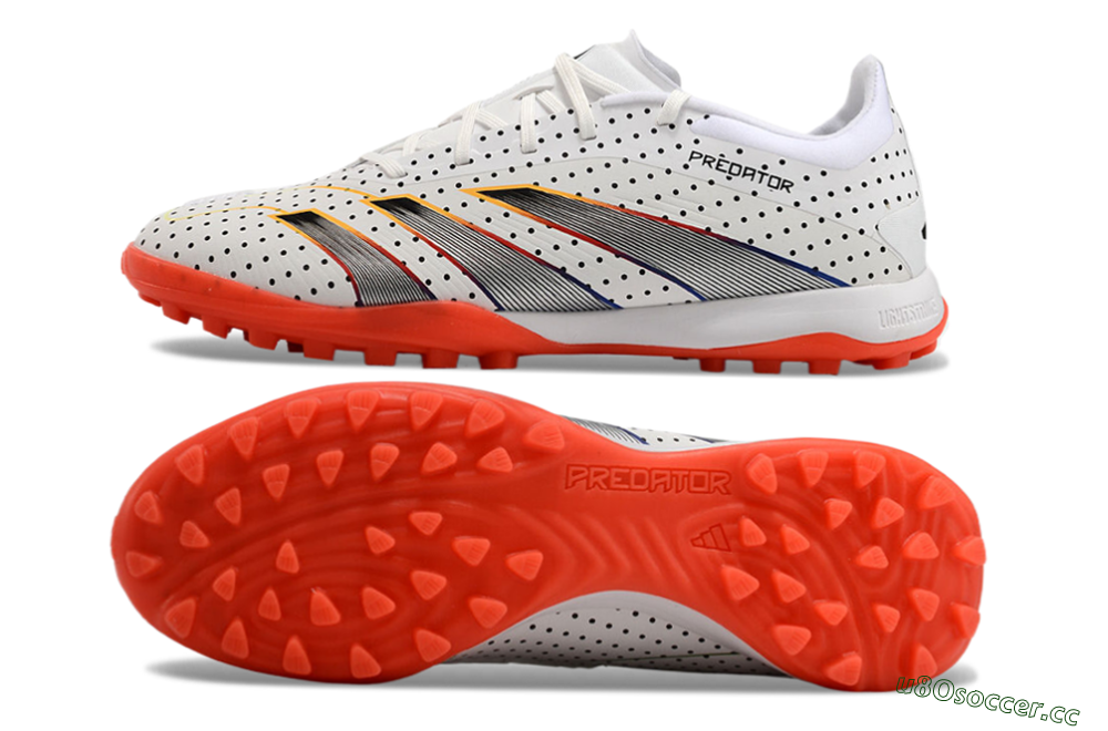 Men's Adidas Predator 24 Elite TF Artificial Turf Low-Tops Football Shoes - White/Black/Red 1