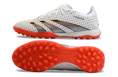 Men's Adidas Predator 24 Elite TF Artificial Turf Low-Tops Football Shoes - White/Black/Red