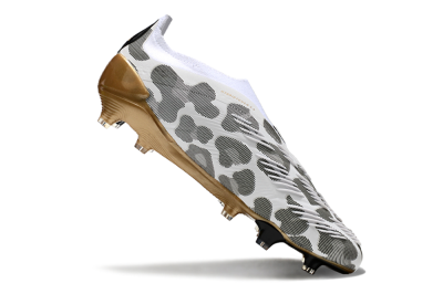 Men's Adidas Predator Elite 24 Laceless FG Firm Ground Low-Tops Football Boots - White/Black/Gold