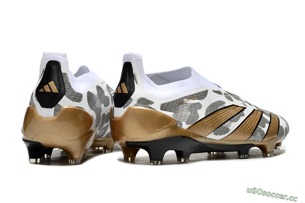 Men's Adidas Predator Elite 24 Laceless FG Firm Ground Low-Tops Football Boots - White/Black/Gold 6